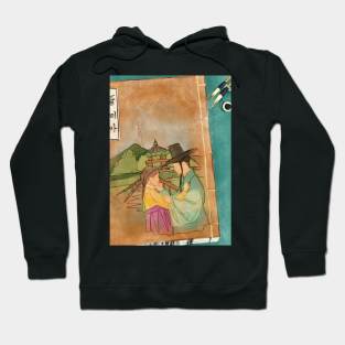 Korean traditional book with couple Hoodie